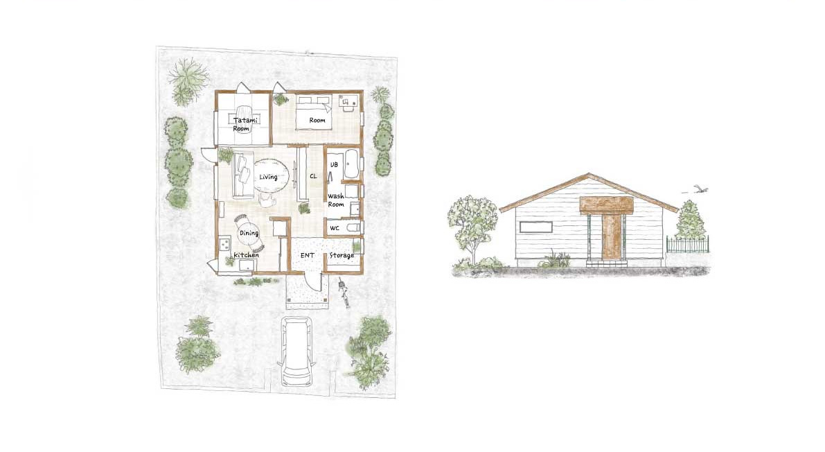 PLAN C　二人暮らしに最適な20坪のコンパクト平屋