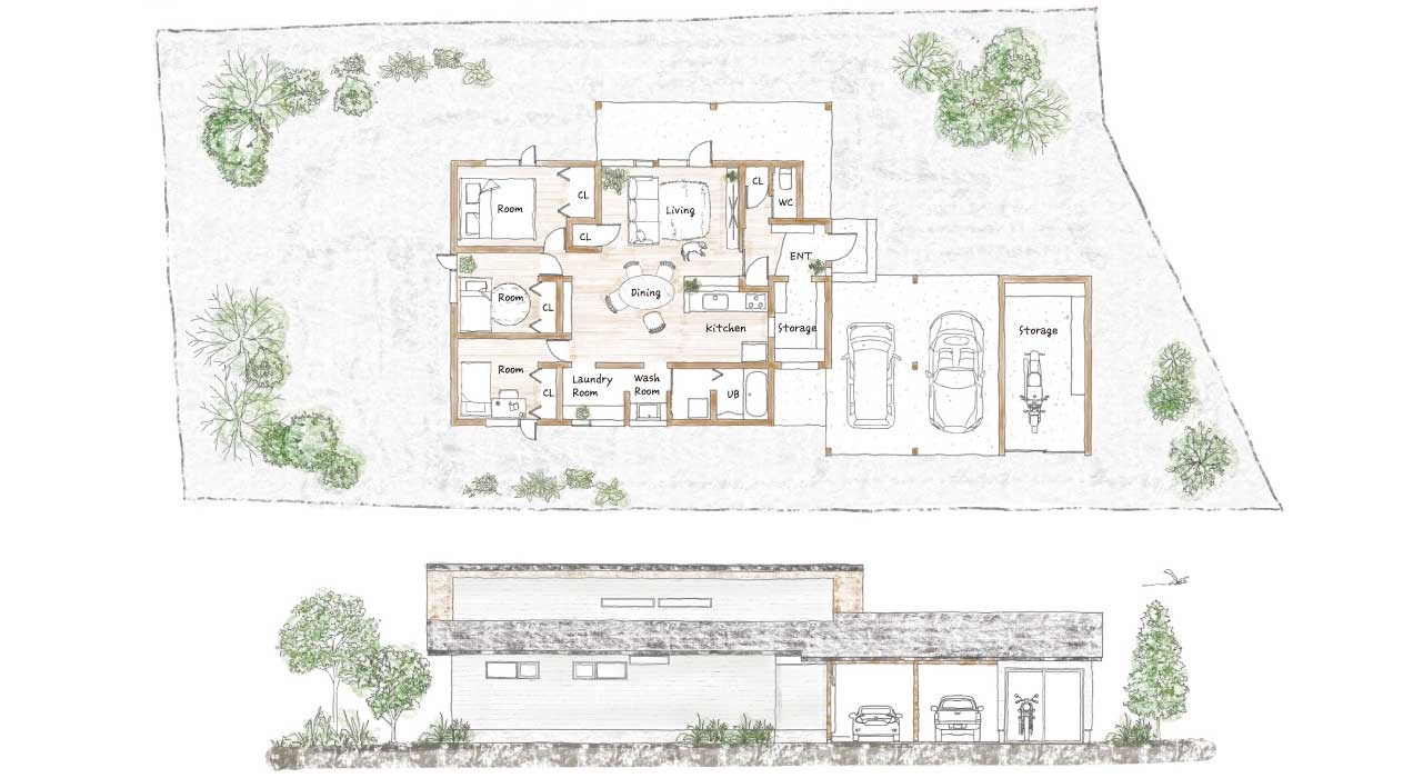 PLAN E　約●●坪のファミリー層向け2階建て住宅